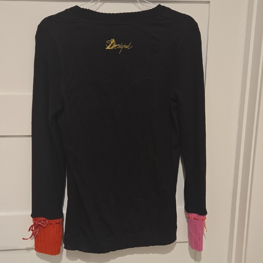 Desigual Black Pink Orange Sweater Y2K Euro - Picture 4 of 4